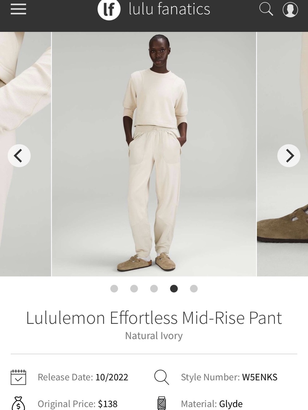 Lululemon Athletica Effortless Mid-Rise Pant - Natural Ivory